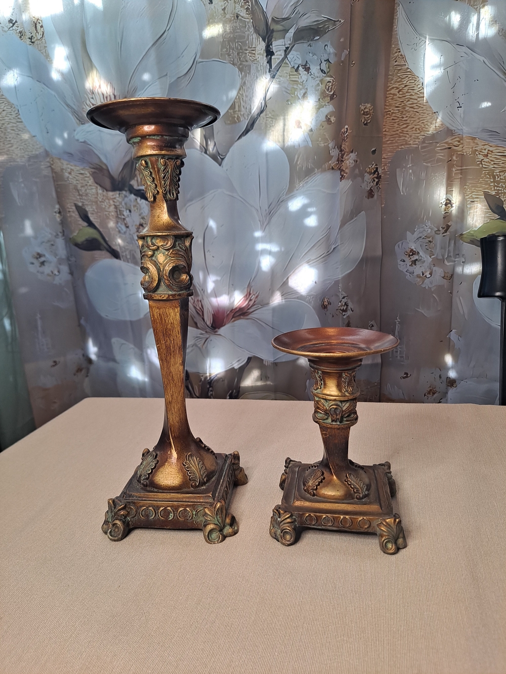 Ornate Gold Decorative Candle Holders - Set of 2